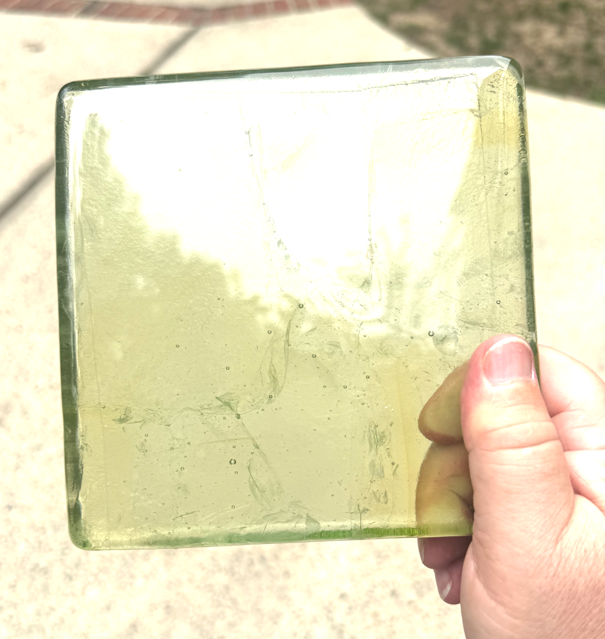 6 x 6 x 1/2 Inch Tile - Clear with a slight tint of light yellow / green