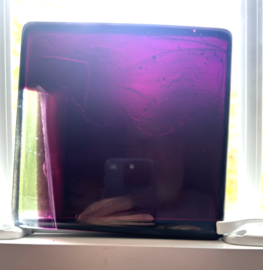 6 x 6 x 1/2 Inch Tile - Dark Raspberry Abstract with Clear