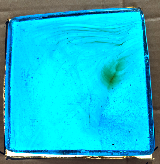 6 x 6 x 1/2 Inch Tile - Light Blue with Amber Wisps