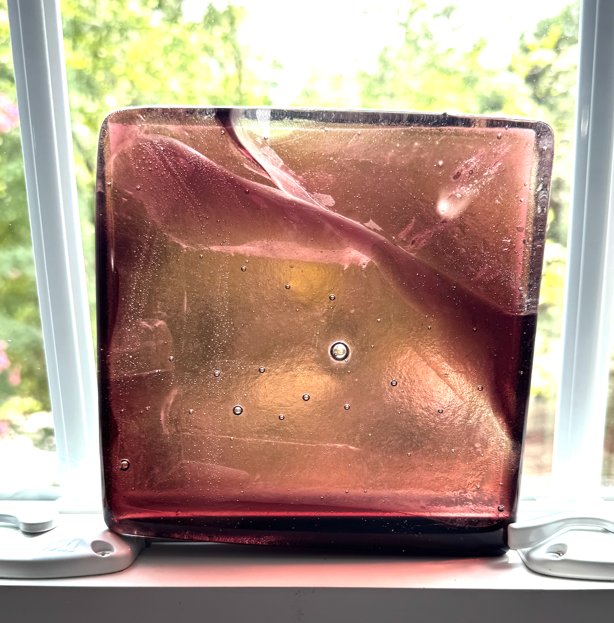 6 x 6 x 1/2 Inch Tile - Smokey Topaz in Clear (wispy pattern)
