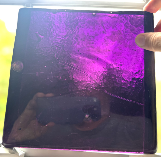 Blenko Dalle de Verre (Pony Size 8 x 8) - Lilac / Wispy Red Purple