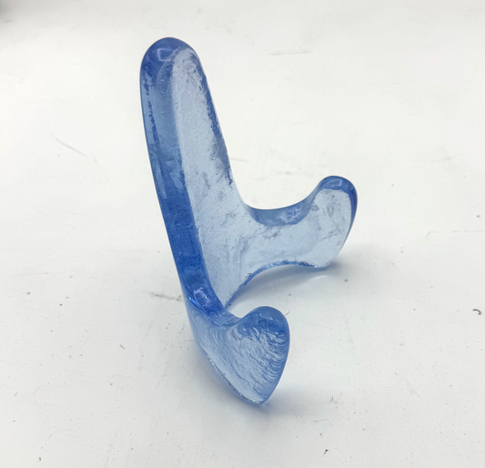 Handmade Kiln-Formed Glass Easel (small 5" x 4" x 2.5") - Luminous Icy Blue