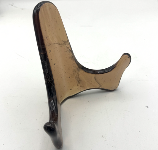 Handmade Kiln-Formed Glass Easel (medium 6" x 5.5" x 4") - Topaz / Tan