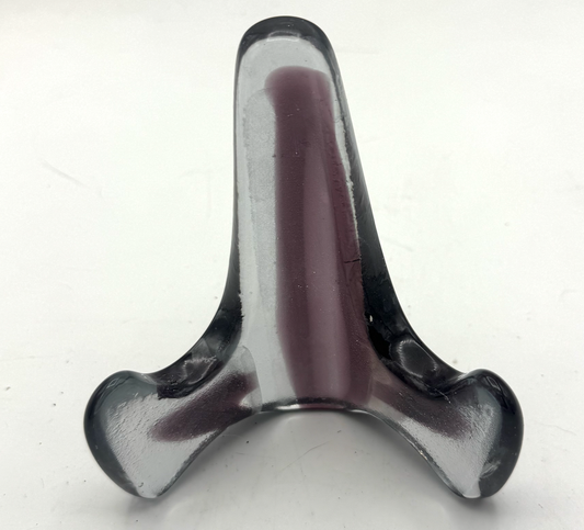 Handmade Kiln-Formed Glass Easel (small 5" x 4" x 2.5") - Red Purple in Clear
