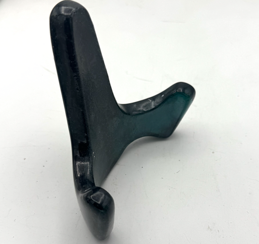 Handmade Kiln-Formed Glass Easel (small 5" x 4" x 2.5") - Dark Blue/Green