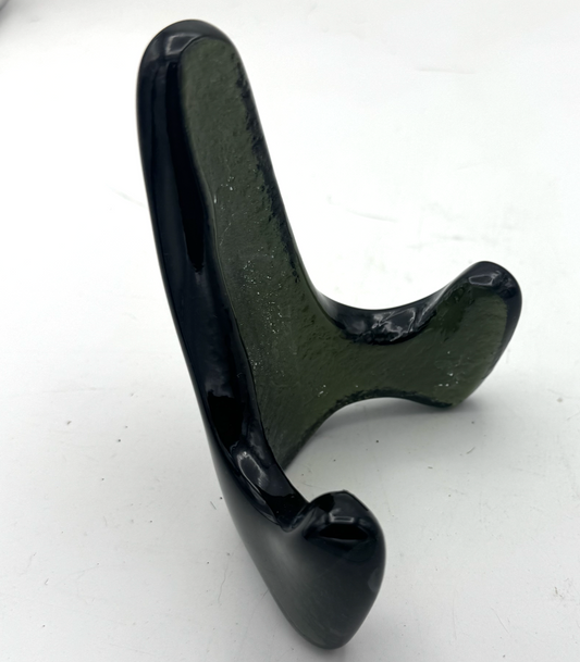 Handmade Kiln-Formed Glass Easel (small 5" x 4" x 2.5") - Dark Sage Green