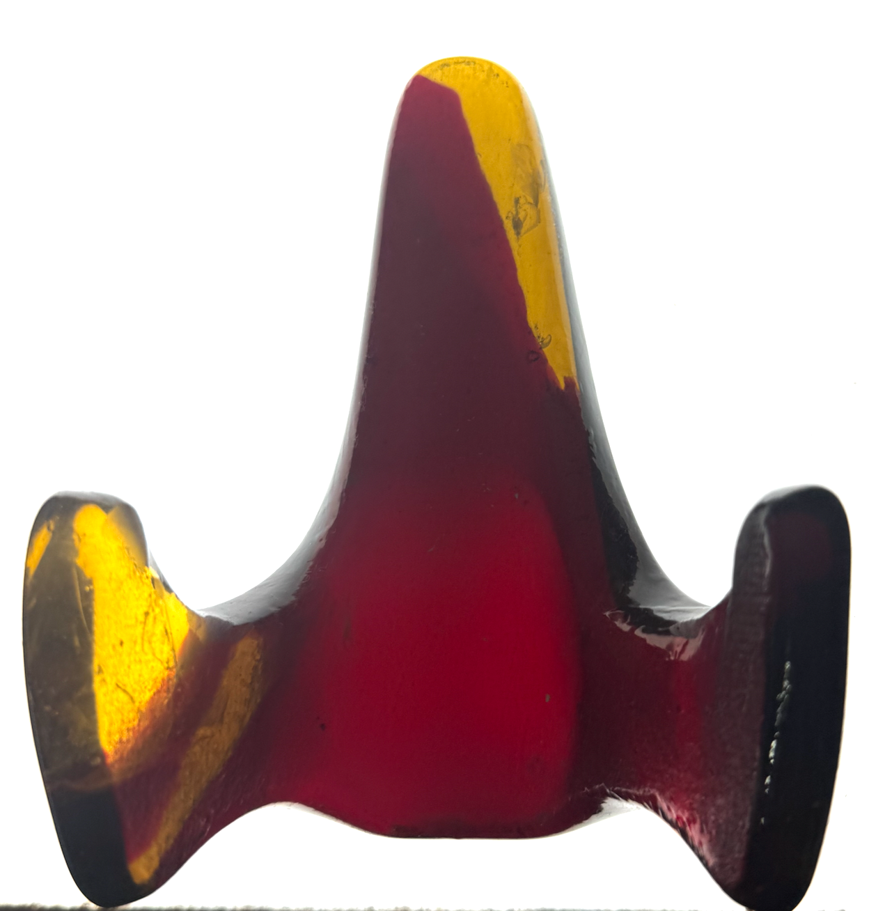 Handmade Kiln-Formed Glass Easel (small 5" x 4" x 2.5") - Deep Red in Golden Honey