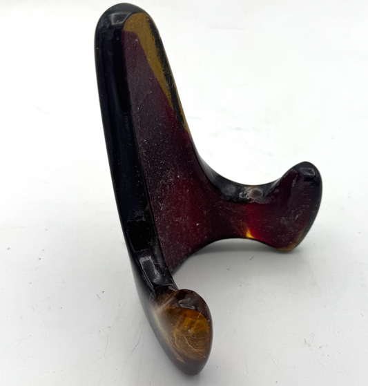 Handmade Kiln-Formed Glass Easel (small 5" x 4" x 2.5") - Deep Red in Golden Honey