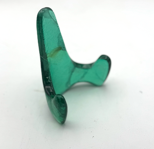 Handmade Kiln-Formed Glass Easel (small 5" x 4" x 2.5") - Turquoise Green