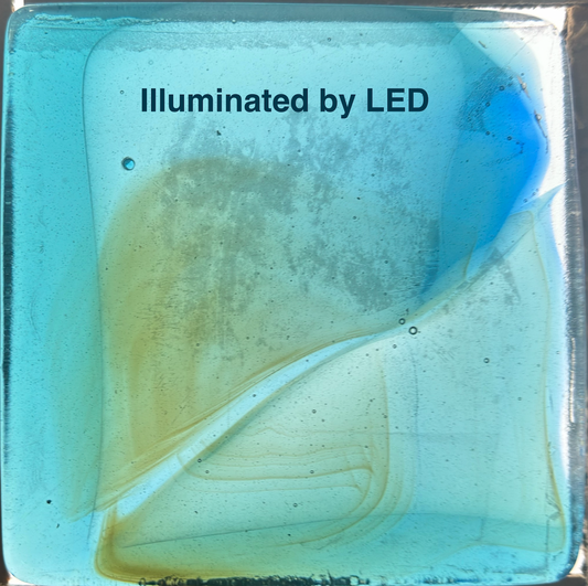 6 x 6 x 1/2 Inch Tile - Light Turquoise with Amber Wisps