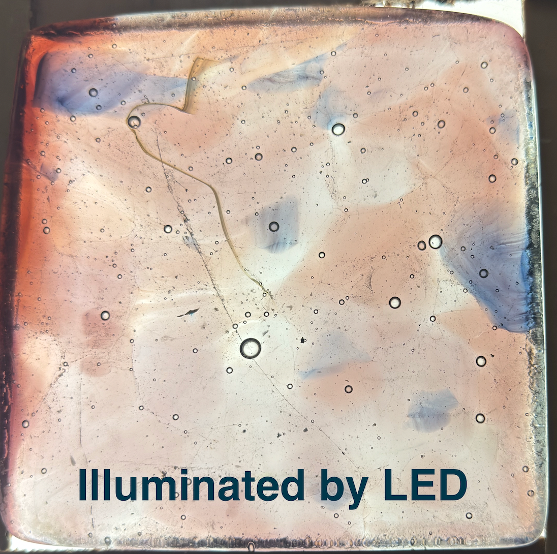 6 x 6 x 1/2 Inch Tile - Abstract Pink, Blue and Clear