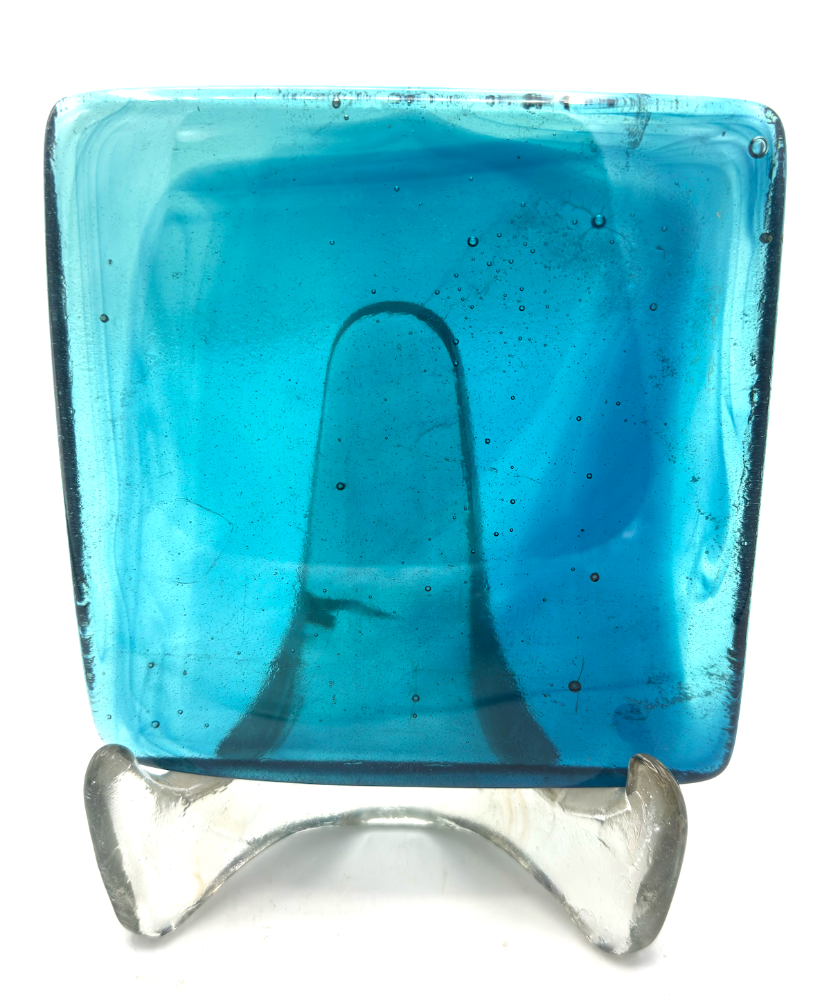 6 x 6 x 1/2 Inch Tile - Turquoise with Blue Wisps