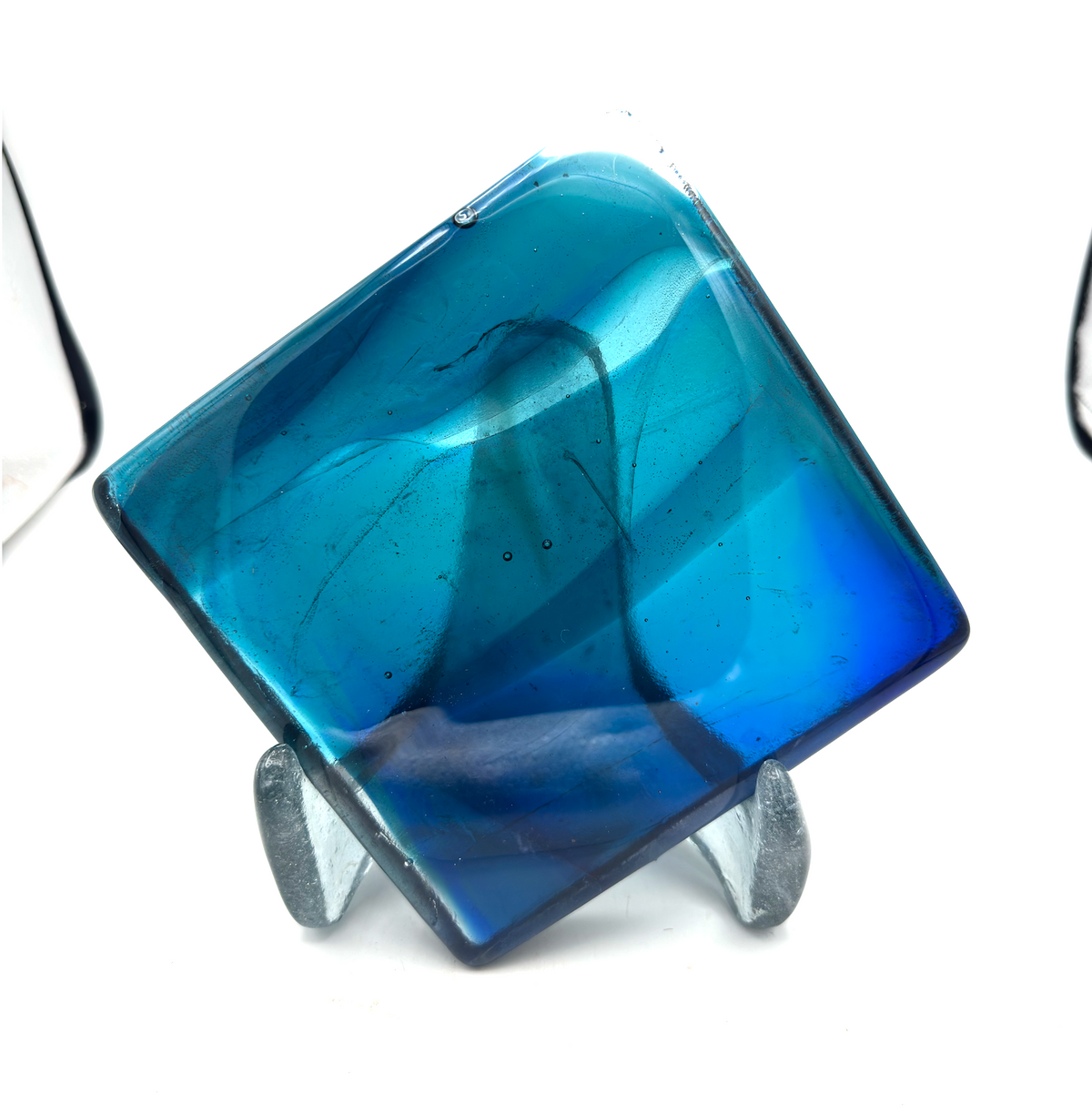 6 x 6 x 1/2 Inch Tile - Saphire Blue, Turquoise, and Aqua with Clear