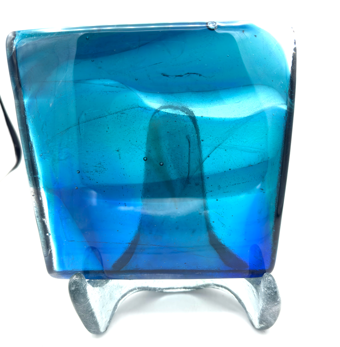6 x 6 x 1/2 Inch Tile - Saphire Blue, Turquoise, and Aqua with Clear