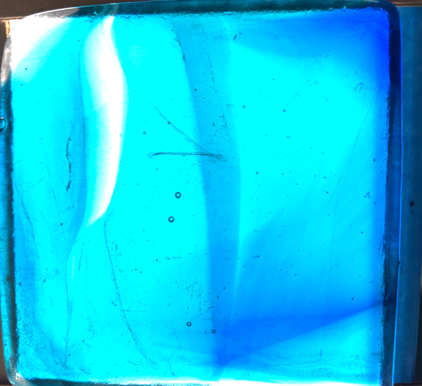 6 x 6 x 1/2 Inch Tile - Saphire Blue, Turquoise, and Aqua with Clear