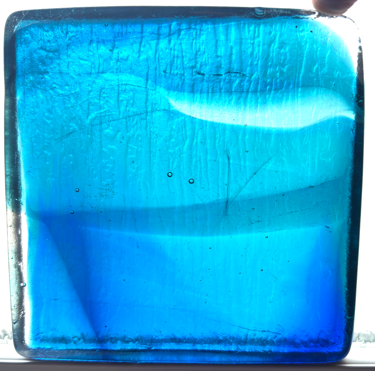 6 x 6 x 1/2 Inch Tile - Saphire Blue, Turquoise, and Aqua with Clear