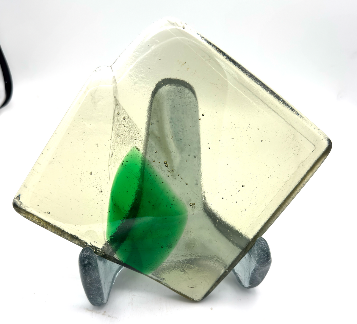 6 x 6 x 1/2 Inch Tile - Clear with Light Green Center