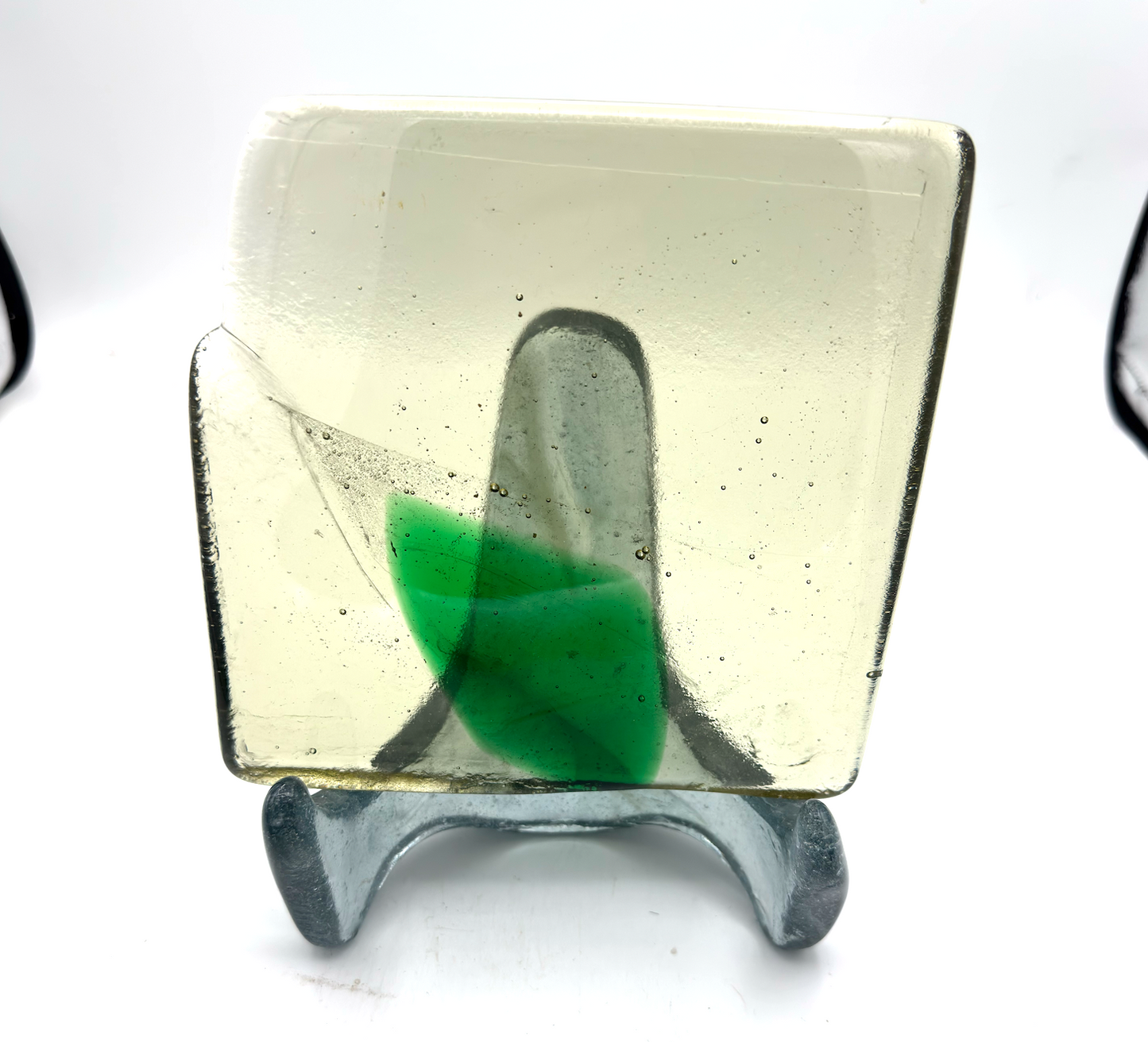 6 x 6 x 1/2 Inch Tile - Clear with Light Green Center