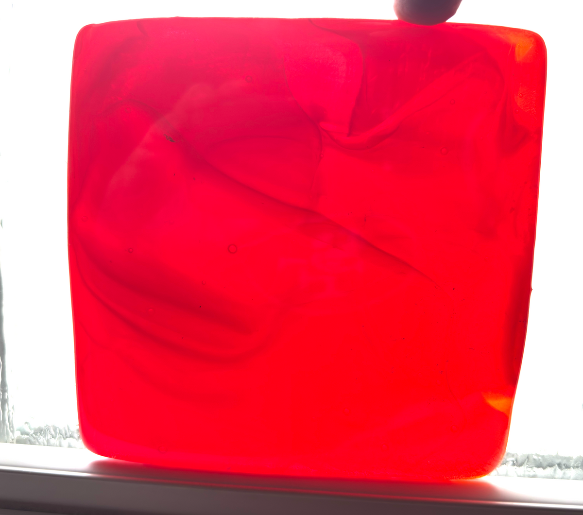 6 x 6 x 1/2 Inch Tile - Bright Opaque Orange / Red