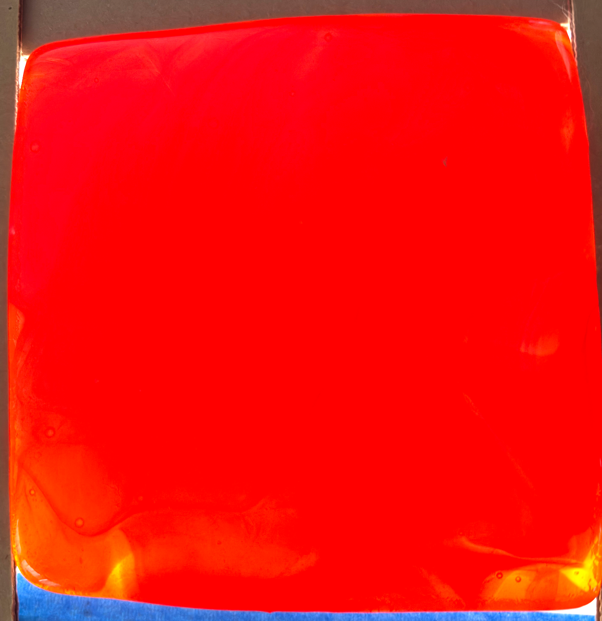 6 x 6 x 1/2 Inch Tile - Bright Opaque Orange / Red