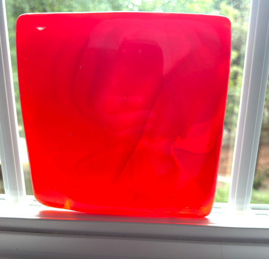 6 x 6 x 1/2 Inch Tile - Bright Opaque Orange / Red