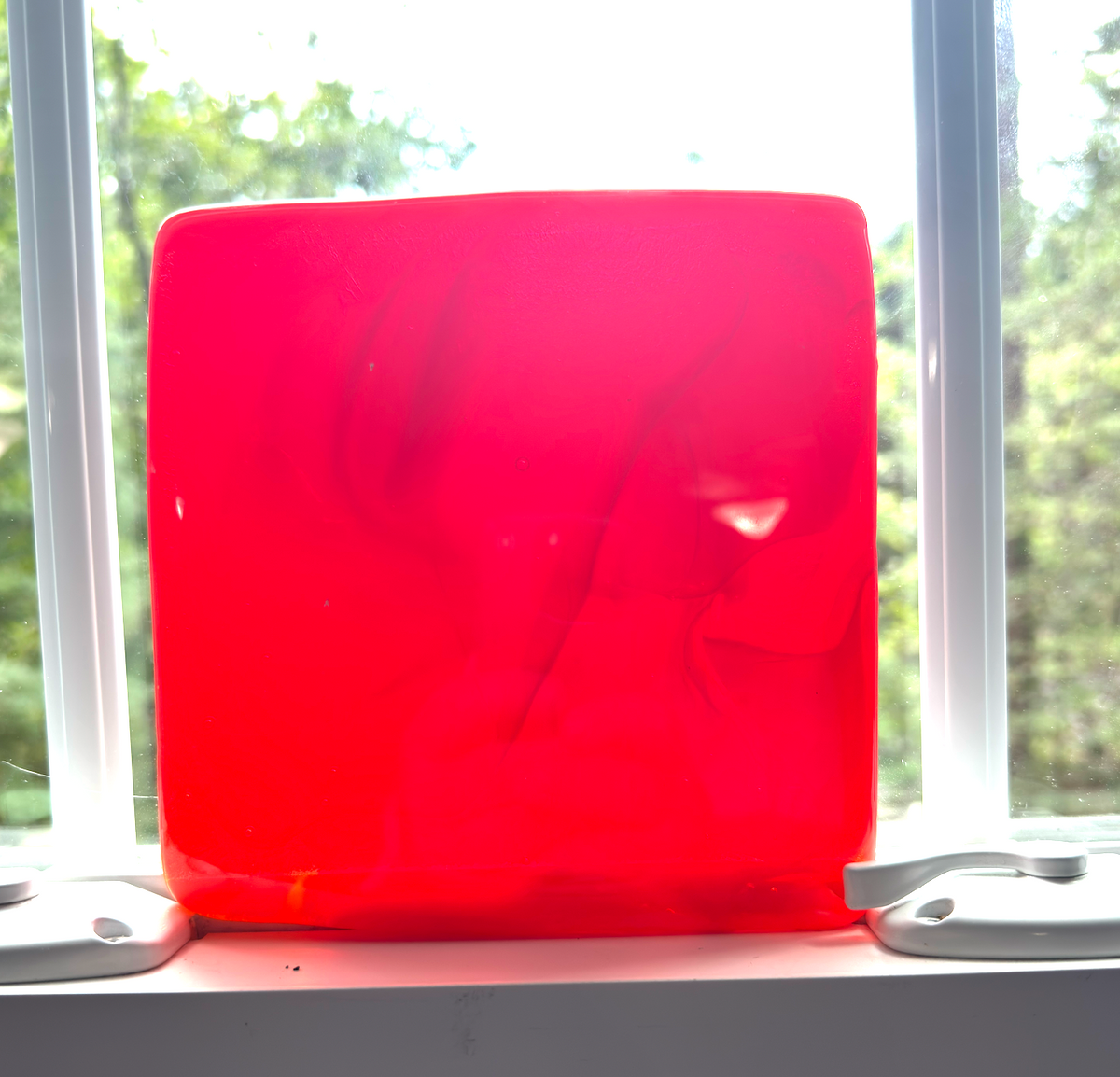 6 x 6 x 1/2 Inch Tile - Bright Opaque Orange / Red