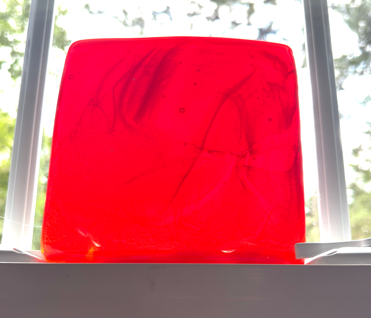 6 x 6 x 1/2 Inch Tile - Bright Opaque Orange / Red