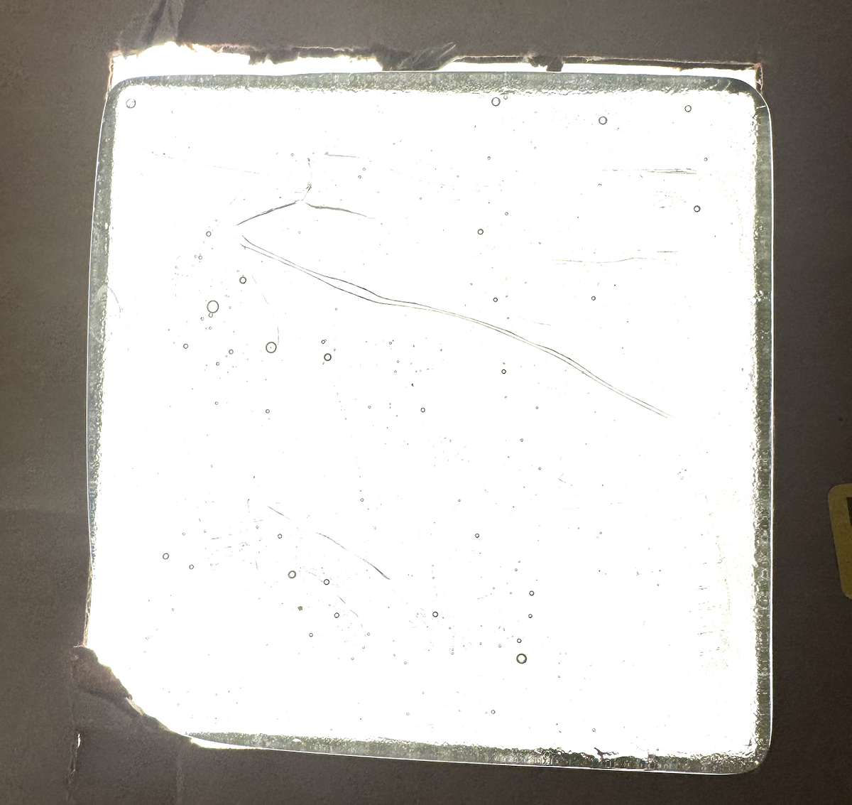 6 x 6 x 1/2 Inch Tile - Clear with a slight tint of Yellow