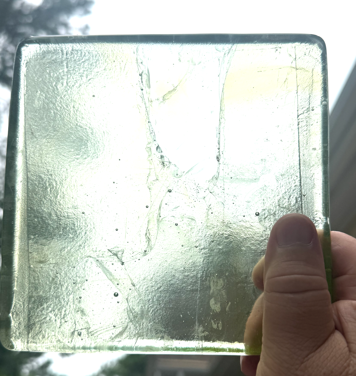6 x 6 x 1/2 Inch Tile - Clear with a slight tint of light yellow / green
