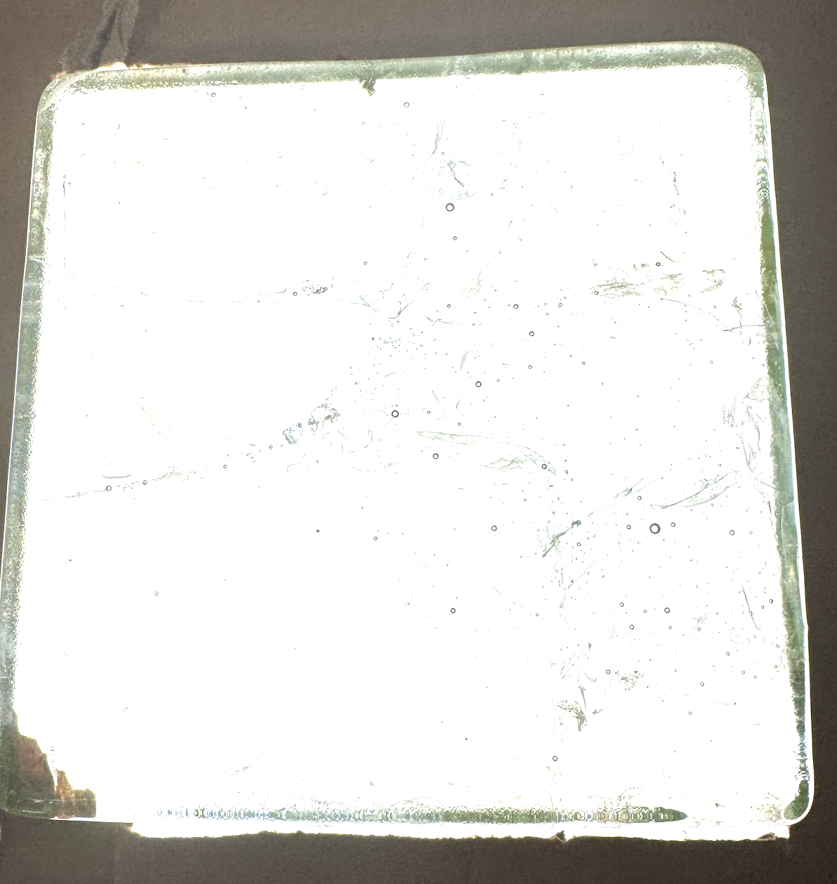 6 x 6 x 1/2 Inch Tile - Clear with a slight tint of light yellow / green
