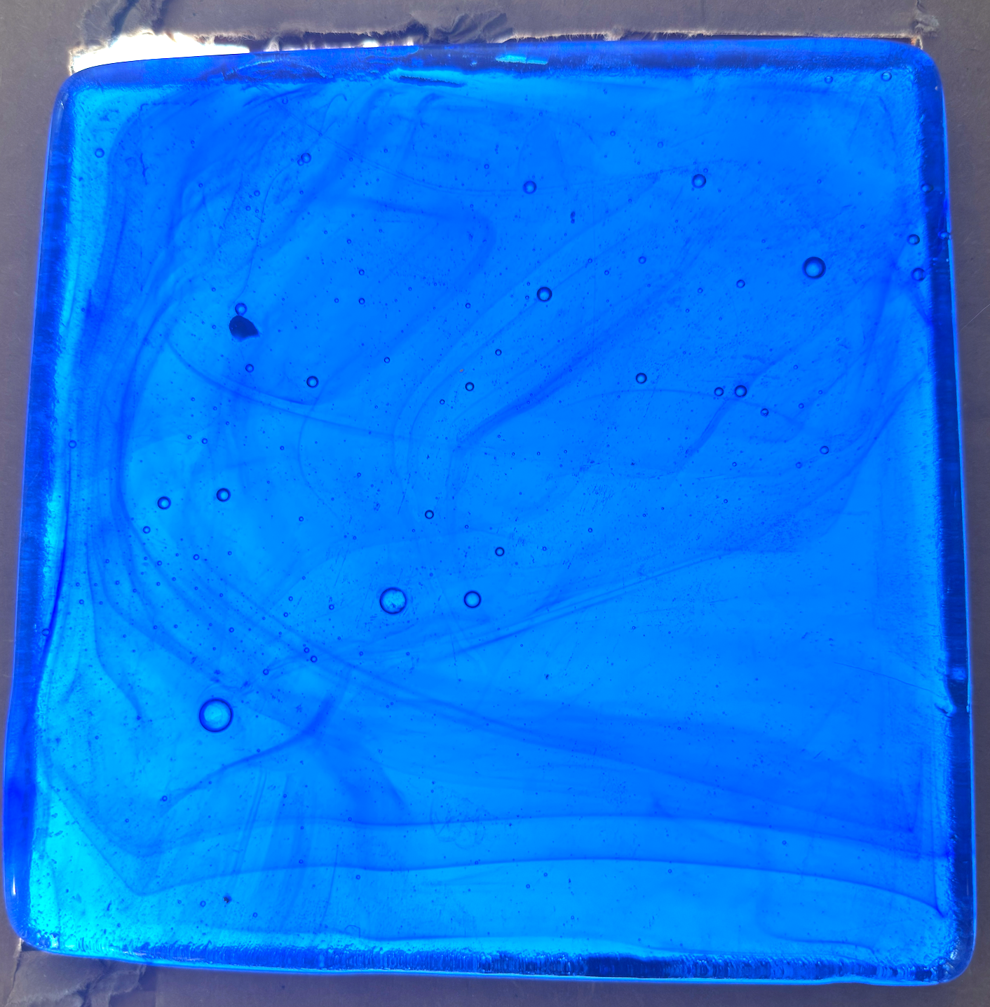 6 x 6 x 1/2 Inch Tile - Light to Medium Aqua Blue