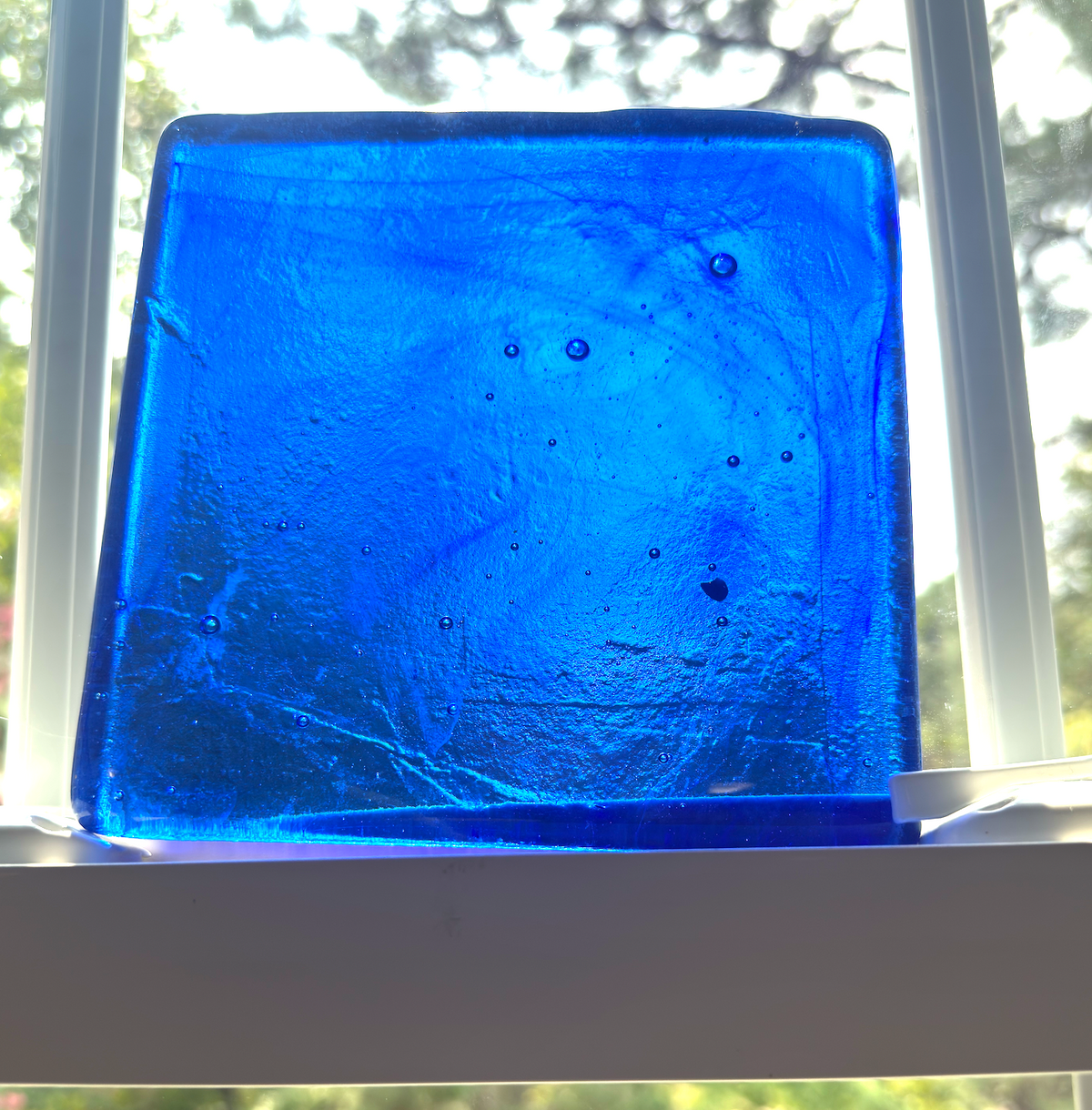 6 x 6 x 1/2 Inch Tile - Light to Medium Aqua Blue