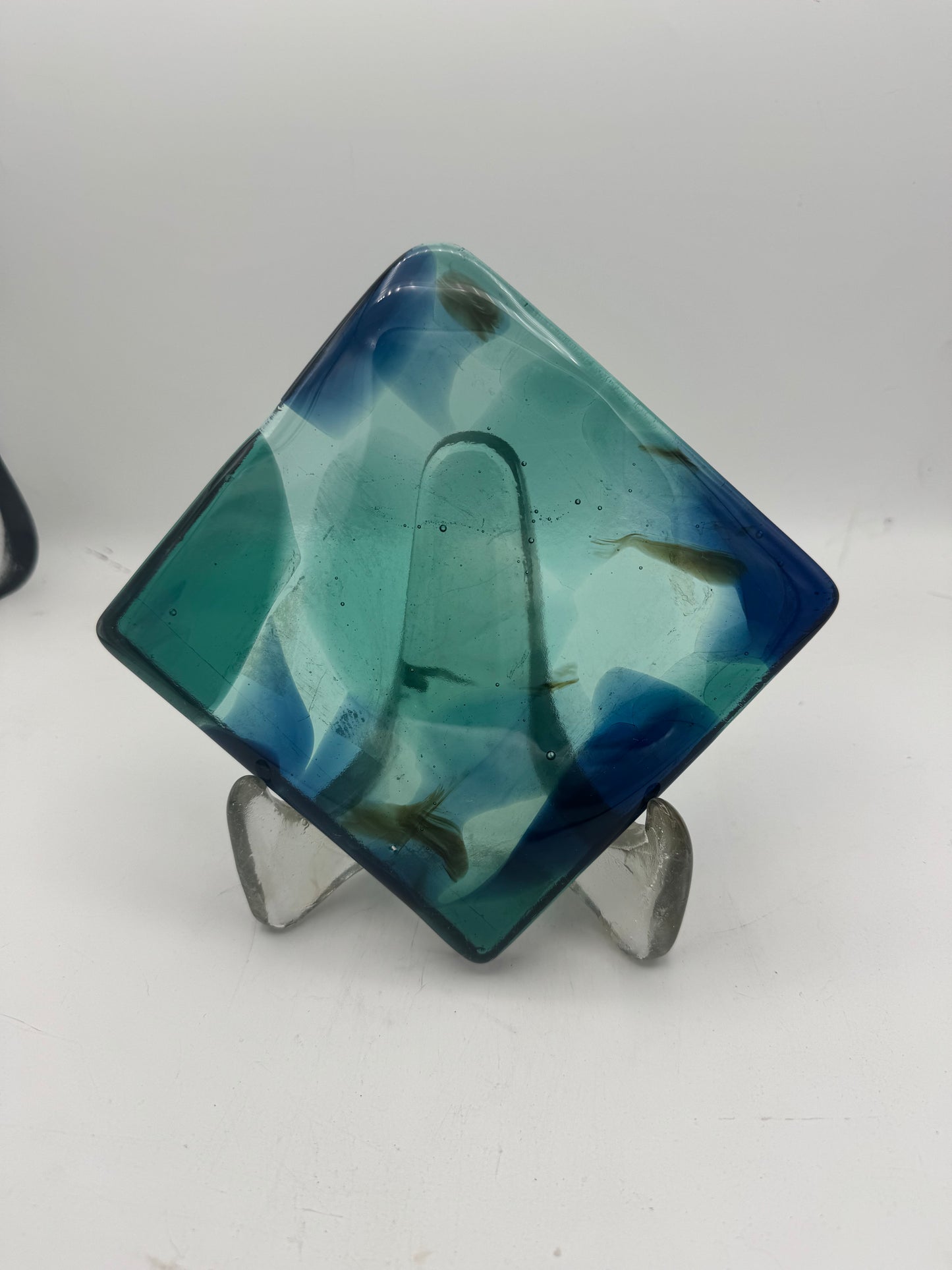 6 x 6 x 1/2 Inch Tile - Abstract Light Turquoise with Seafoam Green, Aqua, and Cobalt Blue