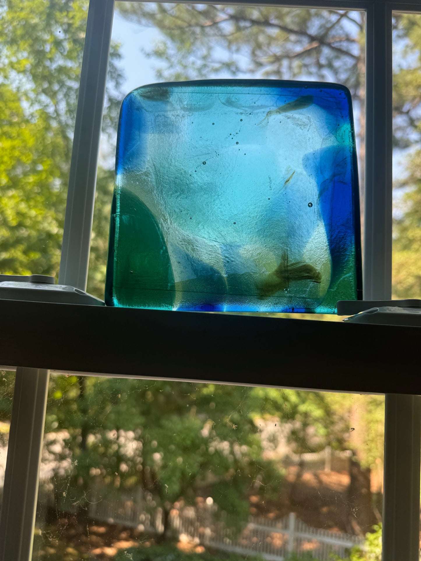 6 x 6 x 1/2 Inch Tile - Abstract Light Turquoise with Seafoam Green, Aqua, and Cobalt Blue