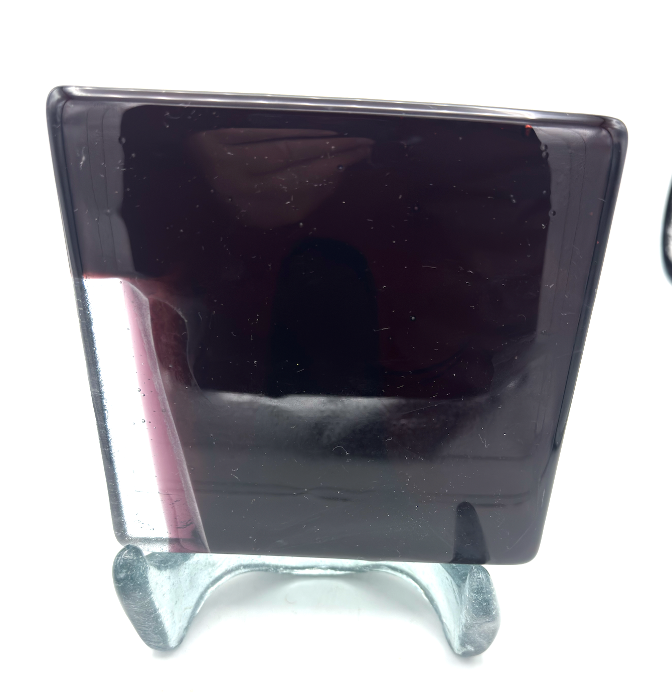 6 x 6 x 1/2 Inch Tile - Dark Raspberry Abstract with Clear