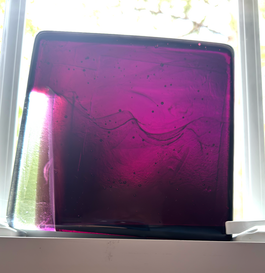 6 x 6 x 1/2 Inch Tile - Dark Raspberry Abstract with Clear