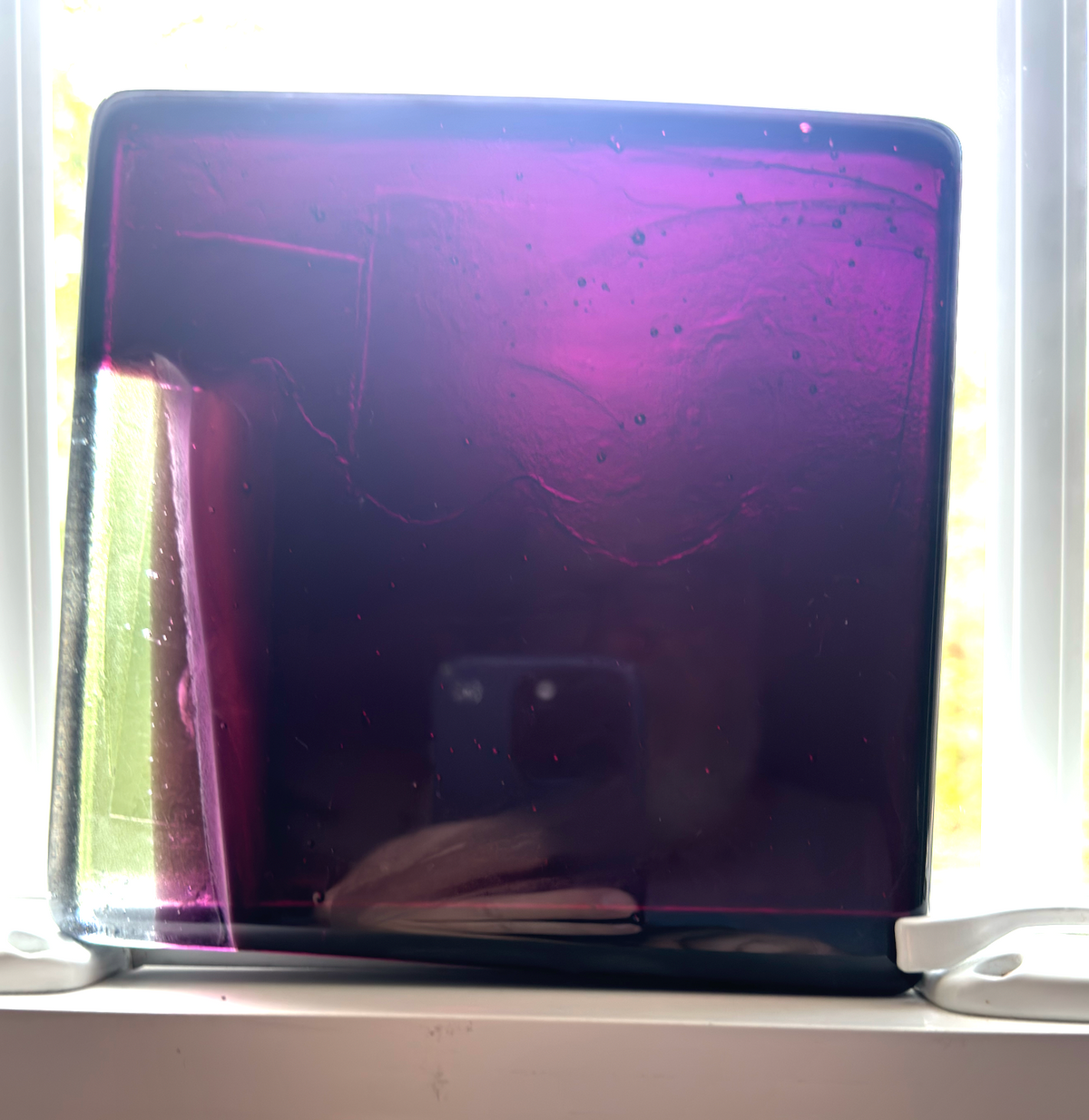 6 x 6 x 1/2 Inch Tile - Dark Raspberry Abstract with Clear