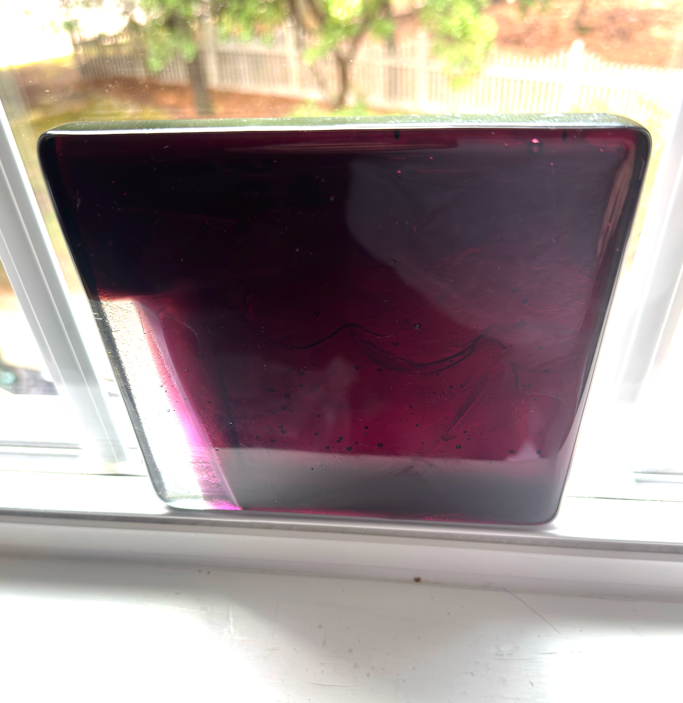 6 x 6 x 1/2 Inch Tile - Dark Raspberry Abstract with Clear