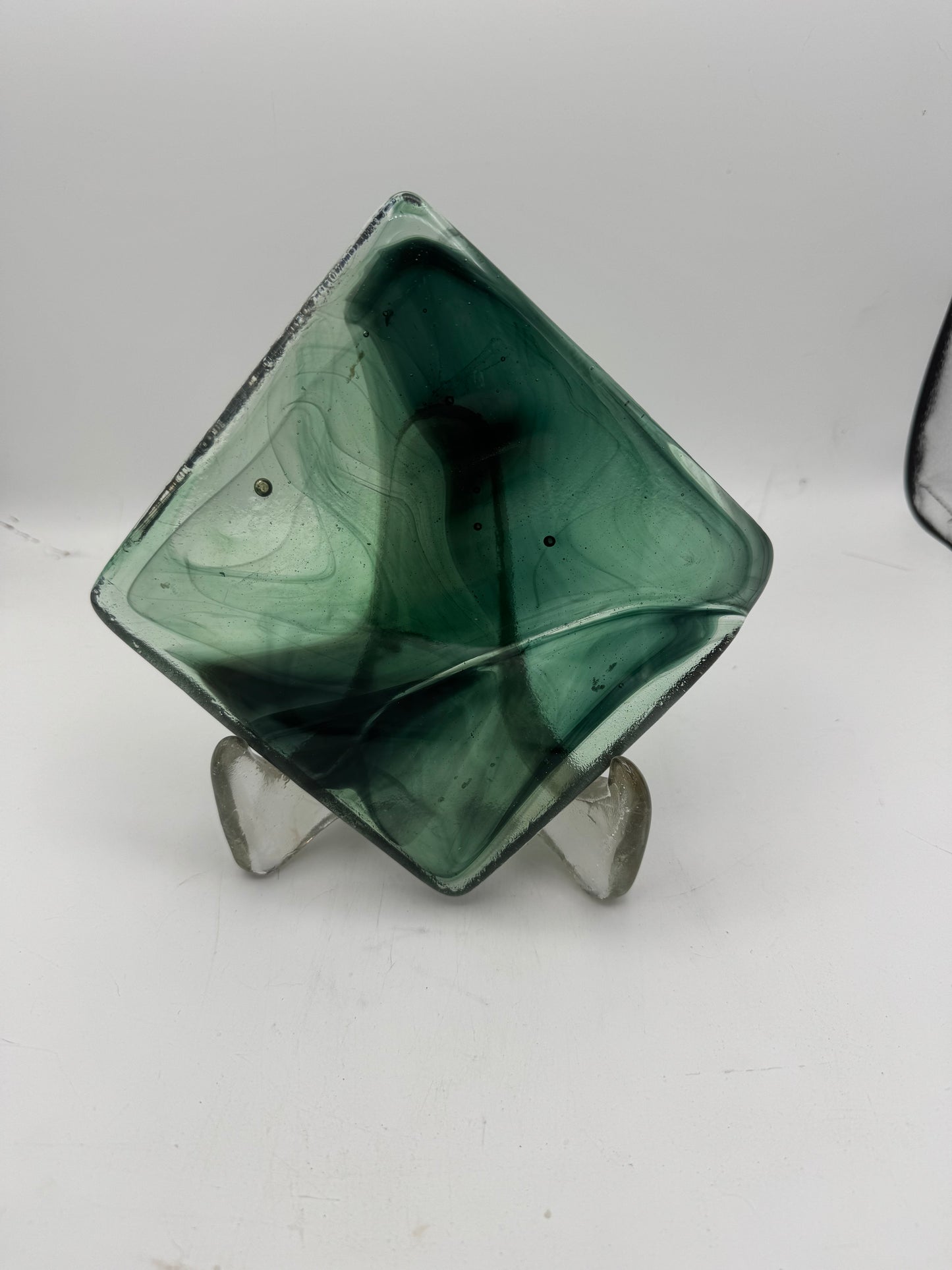 6 x 6 x 1/2 Inch Tile - Sea-Green with Darker Blue-Green Wisps