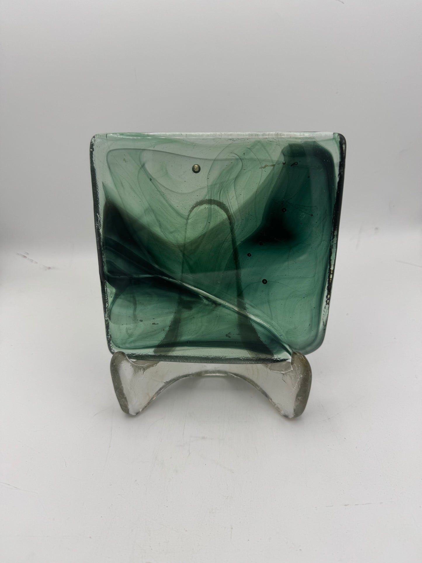 6 x 6 x 1/2 Inch Tile - Sea-Green with Darker Blue-Green Wisps