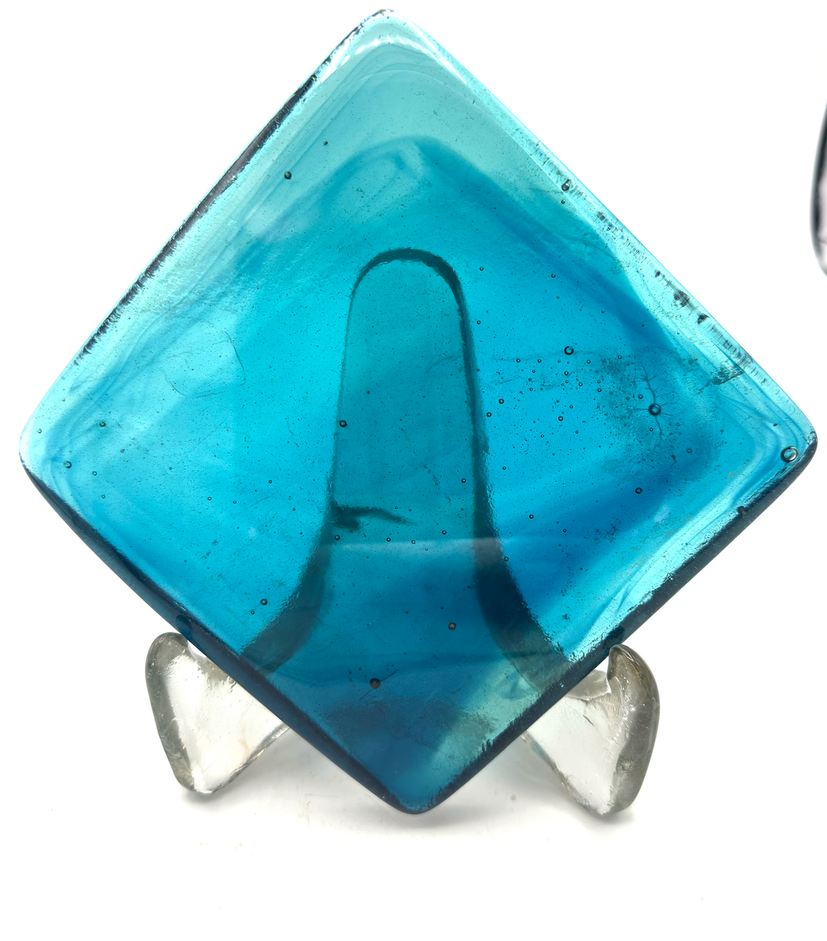 6 x 6 x 1/2 Inch Tile - Turquoise with Blue Wisps