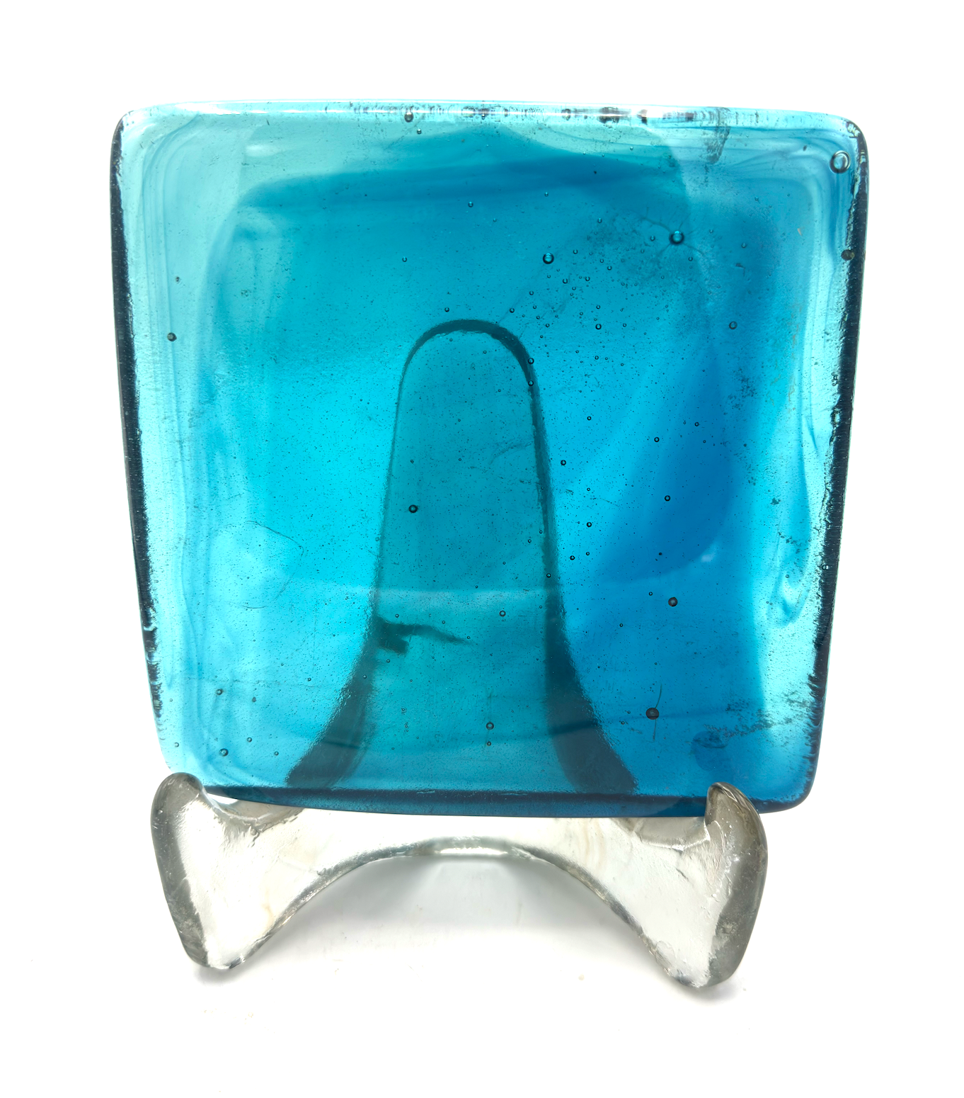6 x 6 x 1/2 Inch Tile - Turquoise with Blue Wisps