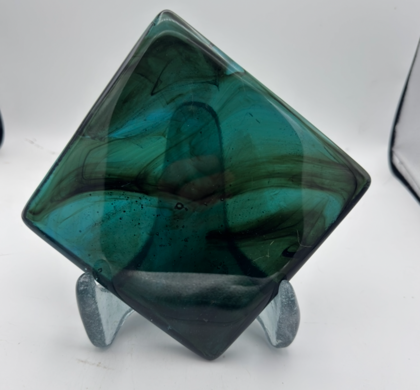 6 x 6 x 1/2 Inch Tile - Medium Turquoise with Amber Wisps