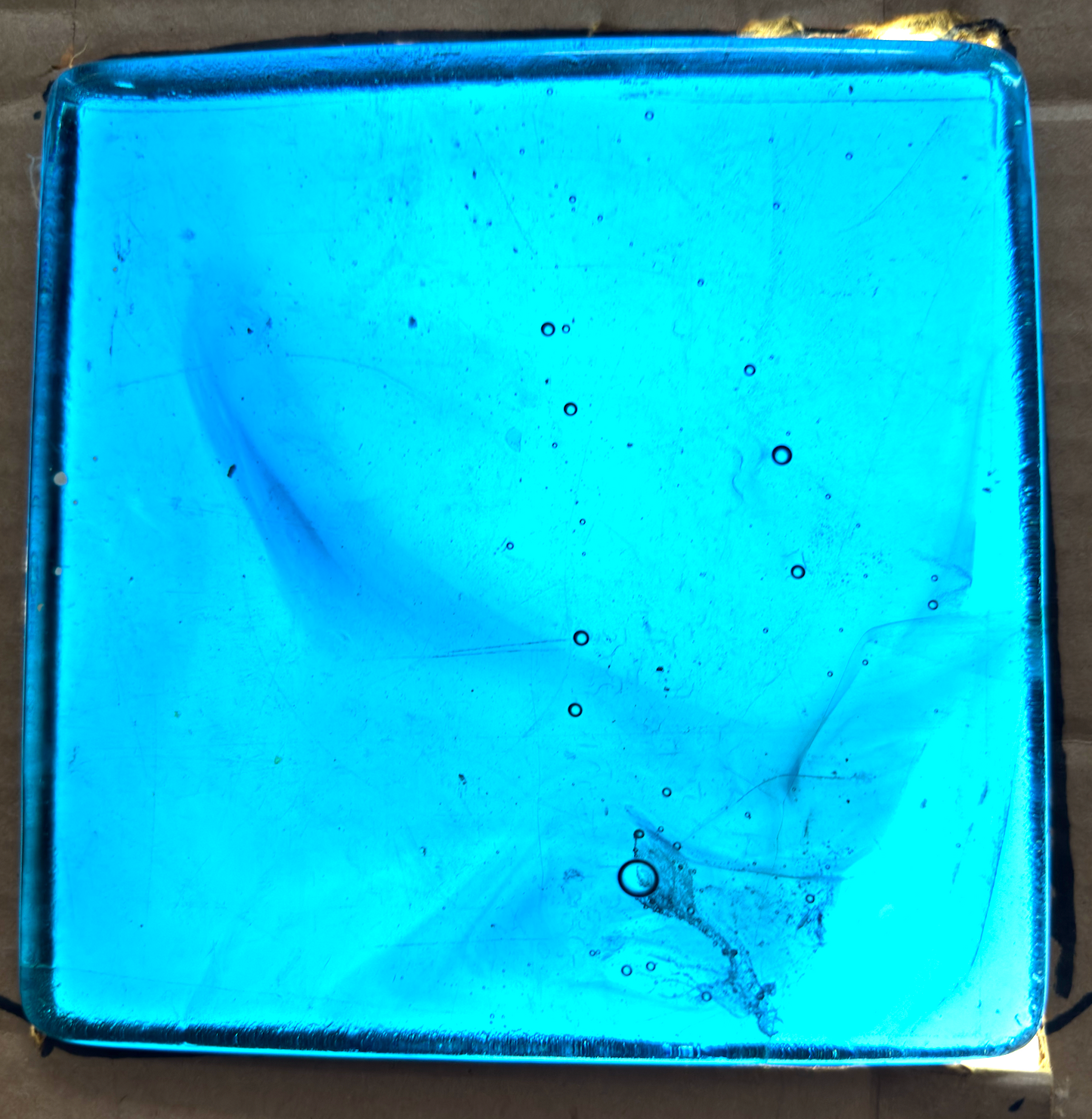 6 x 6 x 1/2 Inch Tile - Light Blue with Amber Wisps