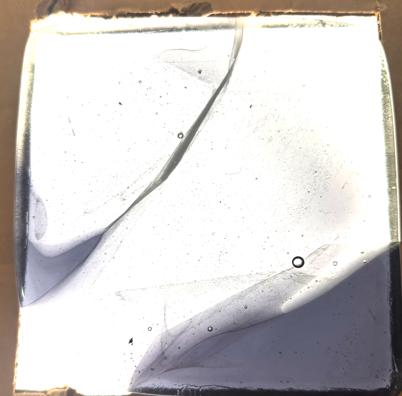 6 x 6 x 1/2 Inch Tile - Pale Violet Patterns in Clear