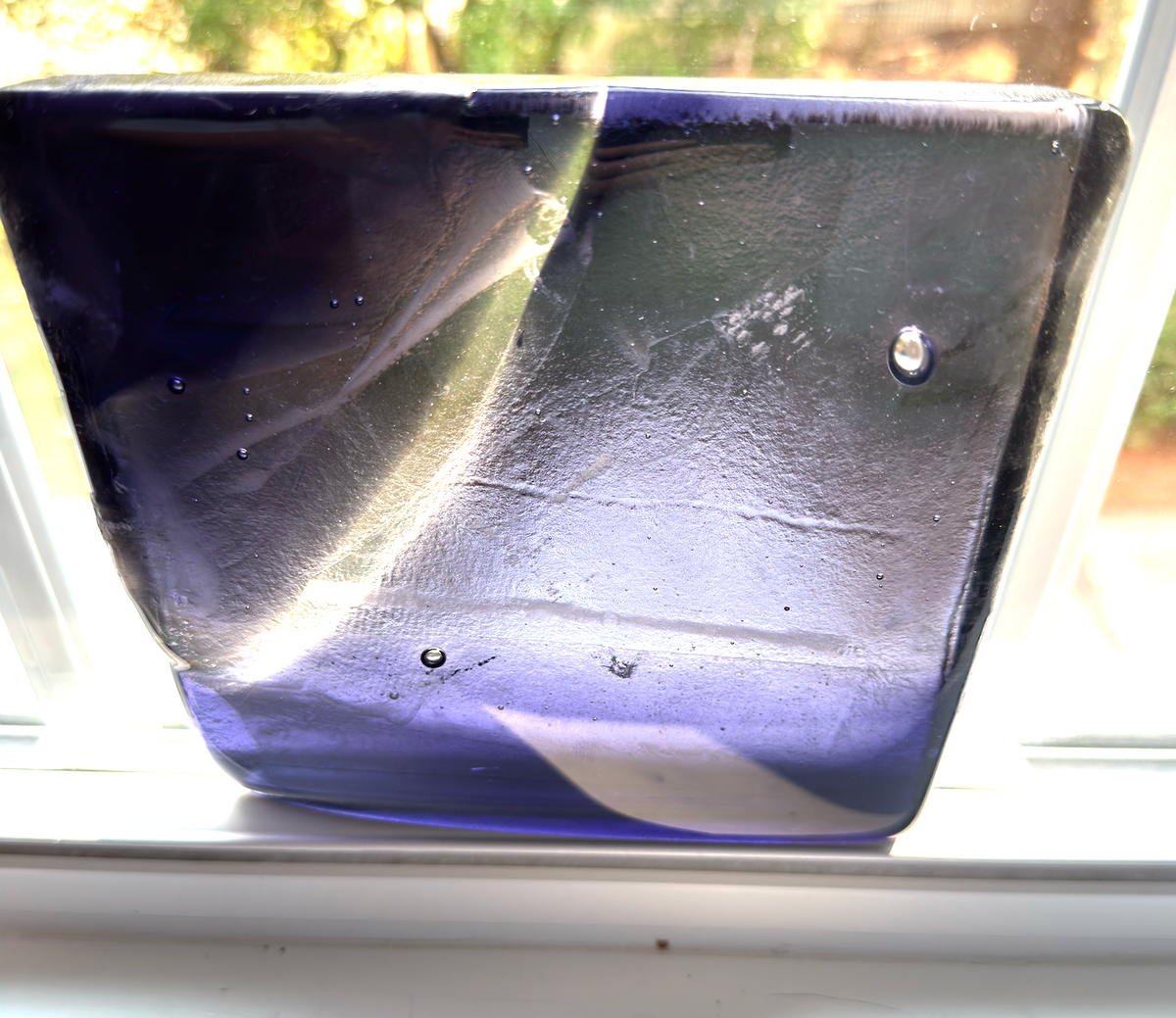 6 x 6 x 1/2 Inch Tile - Pale Violet Patterns in Clear