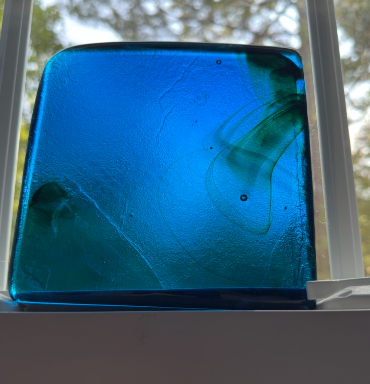 6 x 6 x 1/2 Inch Tile - Saphire Blue with Amber