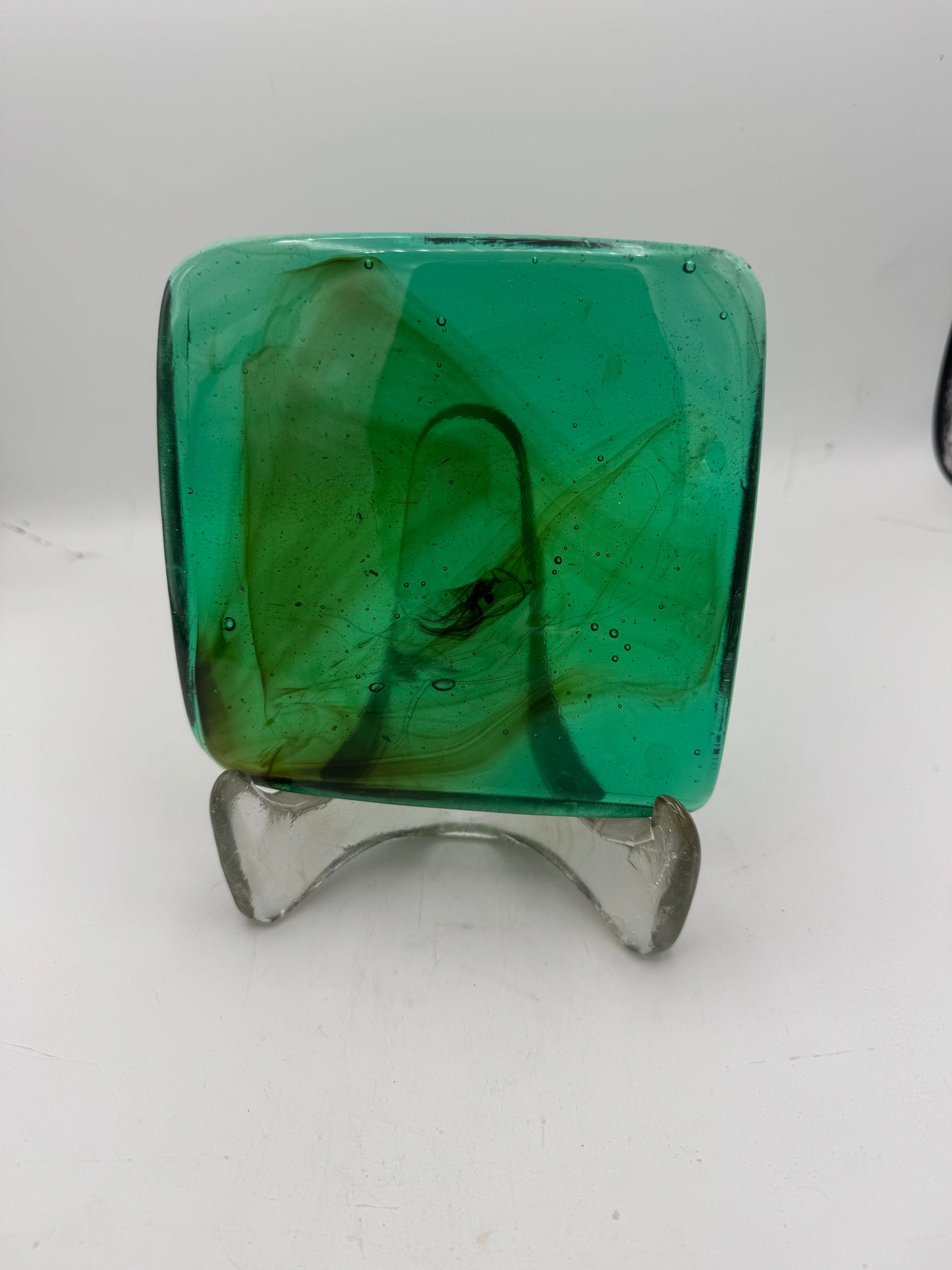 6 x 6 x 1/2 Inch Tile - Spring Green with Amber Wisps
