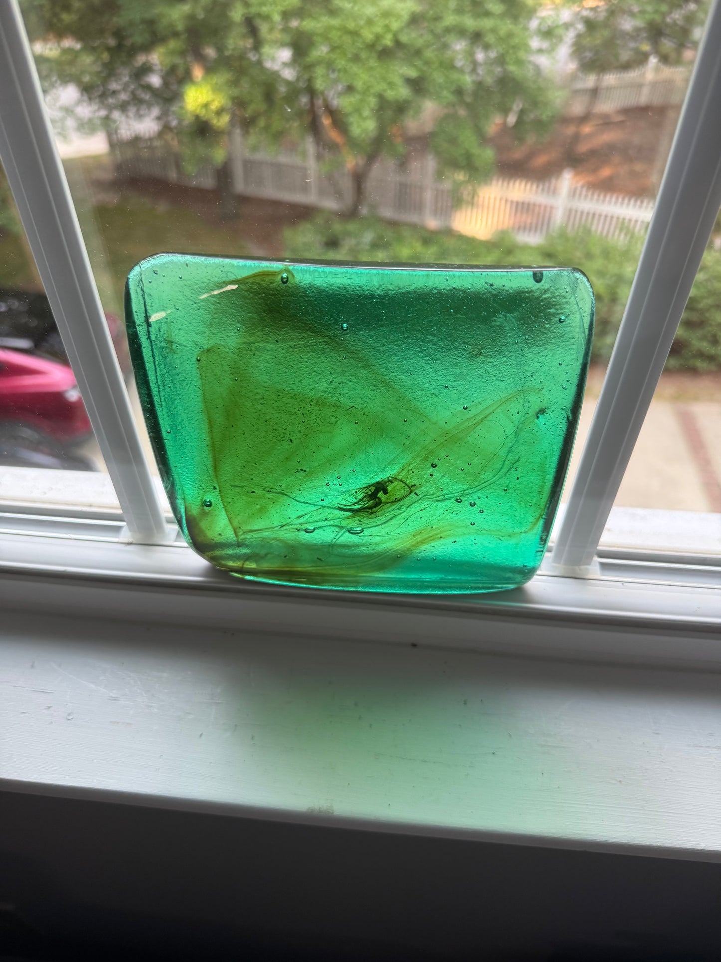 6 x 6 x 1/2 Inch Tile - Spring Green with Amber Wisps