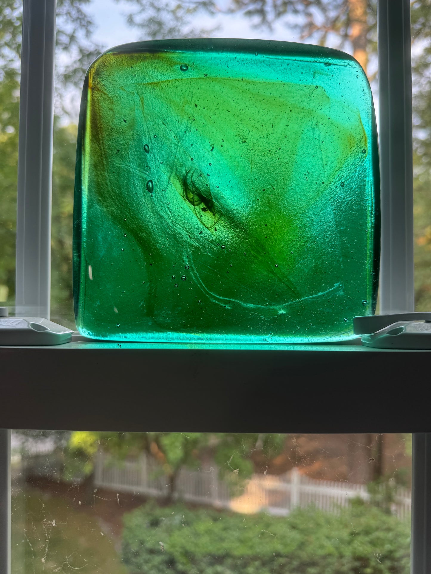 6 x 6 x 1/2 Inch Tile - Spring Green with Amber Wisps